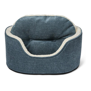 Pets at Home Linen Look Scallop Dog Bed Blue
