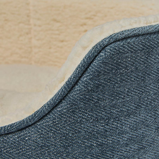 Pets at Home Linen Look Scallop Dog Bed Blue