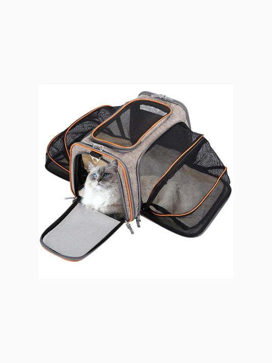 Carrier For Cat Pet Airline Approved Expandable Foldable Soft Dog Carrier Opened Doors Reflective Tapes Cat Travel Bag