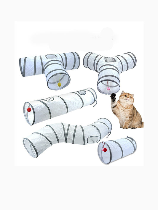 White Cat Tunnel Rolling Dragon Pet Toy Supplies