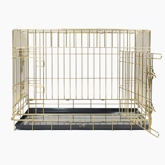 Lords & Labradors Heavy Duty Deluxe Flat-Folding Dog Crate, Gold